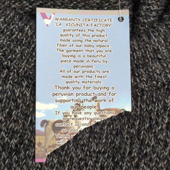 NWT La Vicunita Gray Alpaca Patterned Crew Neck Long Sleeve Sweater Size L - Picture 6 of 7